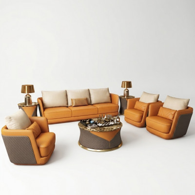 Edel Luxus Klass Wunnzëmmer Set Garnitur Sofa Couch Polster Set aus 4 Deeler.