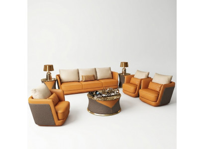 Edel Luxus Klass Wunnzëmmer Set Garnitur Sofa Couch Polster Set aus 4 Deeler.