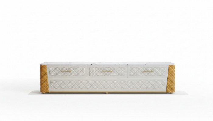 Säitenaarm TV Lowboard RTV XXL Schaf Dësch Wunnzëmmer Holz Marmor