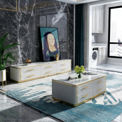Edelstol Sideboard Lieder Marmor Immitatioun Steen Klapptische 200x40cm
