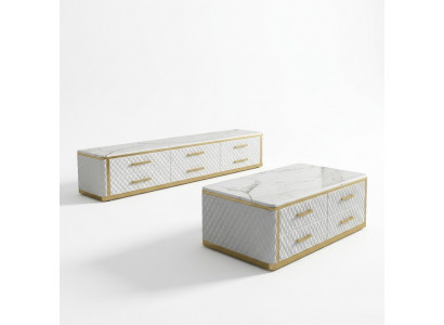 Edelstol Sideboard Lieder Marmor Immitatioun Steen Klapptische 200x40cm