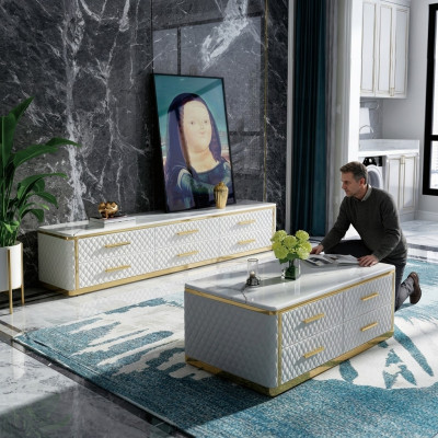 Sideboard TV Lowboard RTV XL Schaf Canapé Dësch Wunnzëmmer Marmor