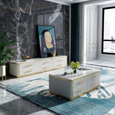 Sideboard TV Lowboard RTV XL Schaf Canapé Dësch Wunnzëmmer Marmor