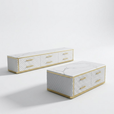 Sideboard TV Lowboard RTV XL Schaf Canapé Dësch Wunnzëmmer Marmor