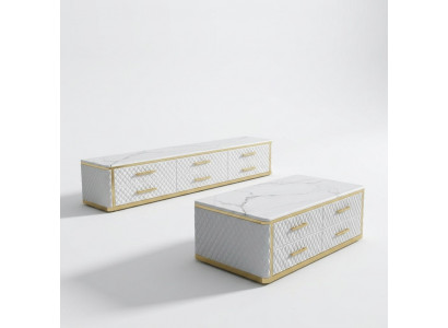 Sideboard TV Lowboard RTV XL Schaf Canapé Dësch Wunnzëmmer Marmor