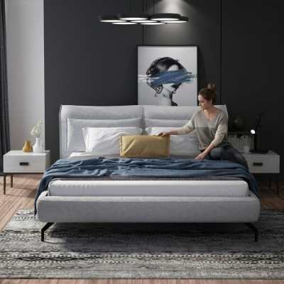 Italienesch Designer Miwwelen Bett Duebel Schlofzëmmer 180x200cm Lieder