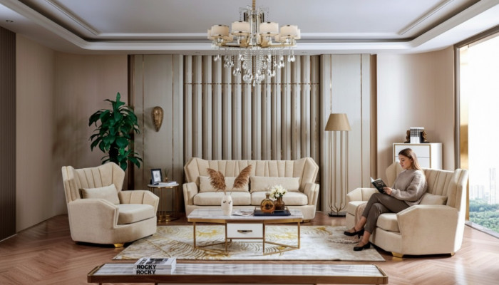 Canapé Canapé Garnitur Sëtz Polster Komplett Set 3+2+1 Deko Canapéen Designer