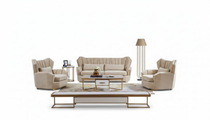 Canapé Canapé Garnitur Sëtz Polster Komplett Set 3+2+1 Deko Canapéen Designer