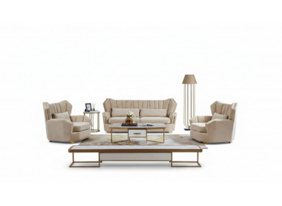 Canapé Canapé Garnitur Sëtz Polster Komplett Set 3+2+1 Deko Canapéen Designer