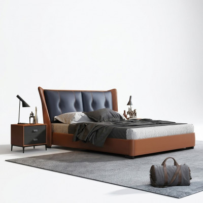 Italienesch Designer-Miwwelen Bett Duebel Schlofzëmmer 180x200cm Nei