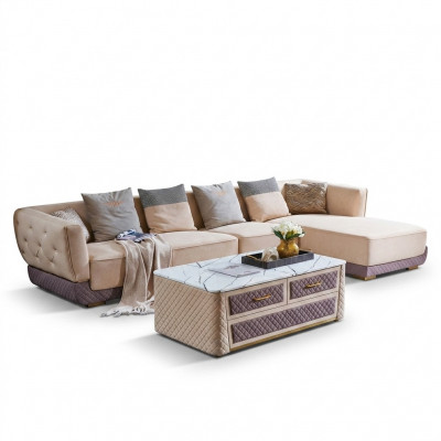 Eckcanapé Sofa Couch Polster Eck Sëtz Wunnlandschaft Garnitur 2-Stéck.