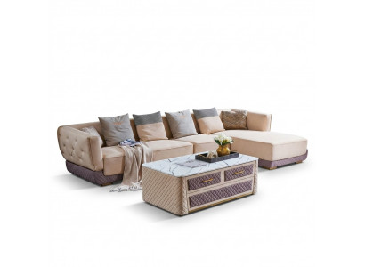 Eckcanapé Sofa Couch Polster Eck Sëtz Wunnlandschaft Garnitur 2-Stéck.
