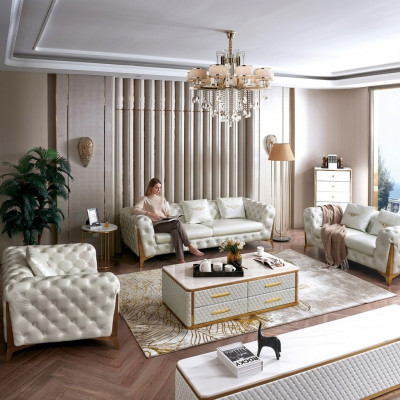 Italienesch Luxus Miwwelen Wunnzëmmer Setz 3+2+1 Canapé Set Miwwelen Couch
