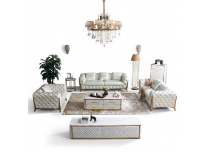 Italienesch Luxus Miwwelen Wunnzëmmer Setz 3+2+1 Canapé Set Miwwelen Couch