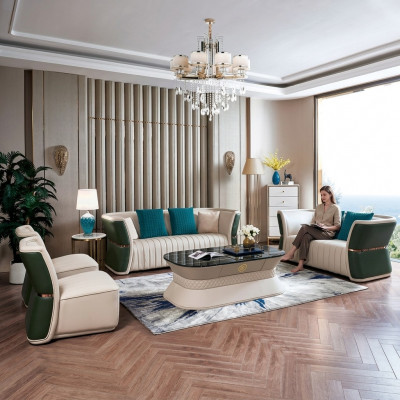 Komplett Set Sofagarnitur 3+2+1+1 Sëtzer Design Sofa Couch Wunnlandschaft