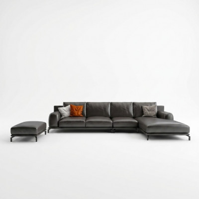Garnitur Canapé Designer Couch Ecksofa mat Hocker Polster Wunnlandschaft
