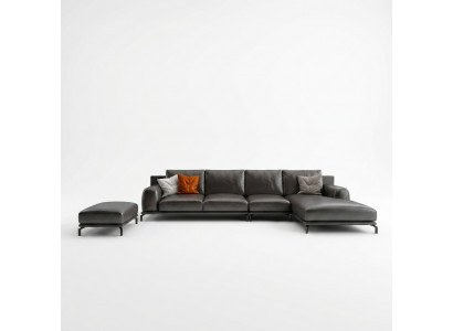 Garnitur Canapé Designer Couch Ecksofa mat Hocker Polster Wunnlandschaft