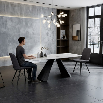 Design Iesszëmmer Grupp Dësch + 4 Still Sëtzkëssen Garnitur Dëscher Réckestull