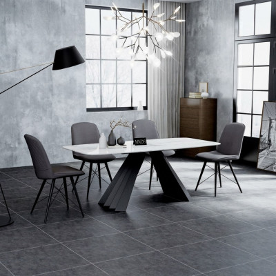 Design Iesszëmmer Grupp Dësch + 4 Still Sëtzkëssen Garnitur Dëscher Réckestull