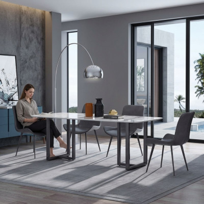 Design Iesszëmmer Grupp Dësch + 4 Still Sëtz Polster Dekor Garnitur Dëscher