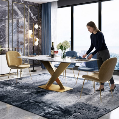 Iessen Dësch + 4x Stull Stullen Iesszëmmer Set Modern Essgrupp Dësch Dëscher