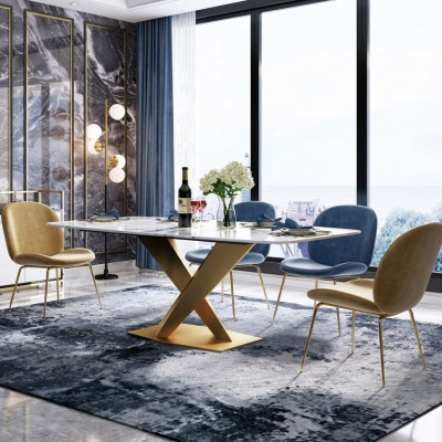 Iessen Dësch + 4x Stull Stullen Iesszëmmer Set Modern Essgrupp Dësch Dëscher