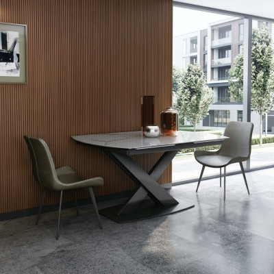 Design Iesszëmmer Grupp Dësch + 2 Still Sëtz Polster Garnitur Dëscher Lehn