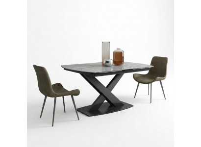 Design Iesszëmmer Grupp Dësch + 2 Still Sëtz Polster Garnitur Dëscher Lehn