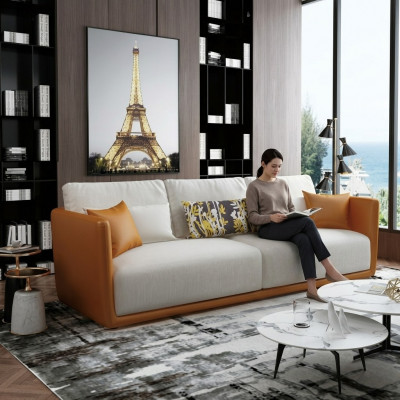 Héichqualitativ Designer-Wunnzëmmermiwwelen 4-Sëtzer Couch Grouss XXL Sofa