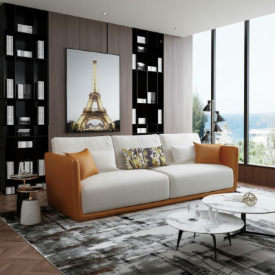 Héichqualitativ Designer-Wunnzëmmermiwwelen 4-Sëtzer Couch Grouss XXL Sofa