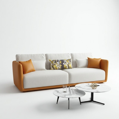 Héichqualitativ Designer-Wunnzëmmermiwwelen 4-Sëtzer Couch Grouss XXL Sofa