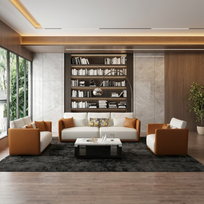 Luxus Miwwel Sofa Garnitur Couch Sofa Polstersëtzer 3 2 1 Couchen Orange Lieder
