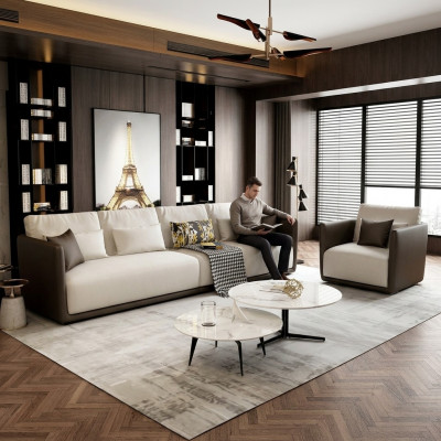 Komplett Set Sofagarnitur 4+1 Sëtz Couch Dësch Design Wunnlandschaft