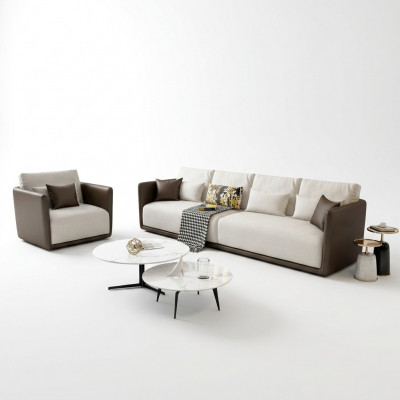 Komplett Set Sofagarnitur 4+1 Sëtz Couch Dësch Deko Design Wunnlandschaft