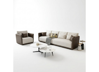 Komplett Set Sofagarnitur 4+1 Sëtz Couch Dësch Deko Design Wunnlandschaft