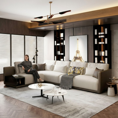 Designer Liederwon-Eckcoffer Polster-Eck-Couch Sëtz-Eck Deko L-Form Garnitur