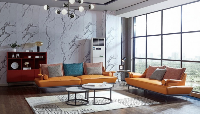 Italienesch Polster Sëtz Garnitur 4+2 Grupp Lieder Couch Moderne Sofa