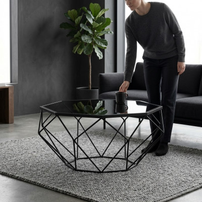 Italienesch Stil Miwwelen Edelstahl Canapé Dësch Sofa Glas Dëscher Bestelltësch