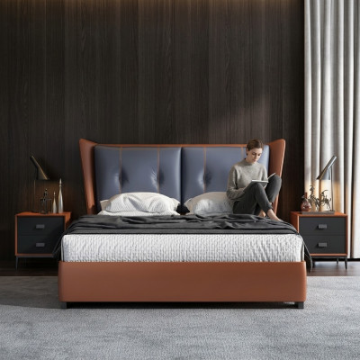 Italienesch Schlofkummer Better Stil Miwwelen Designer Bett + 2 Nuetsdëscher