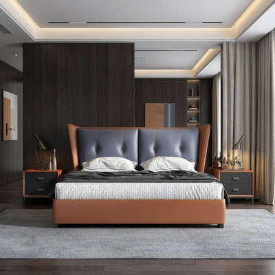Italienesch Schlofkummer Better Stil Miwwelen Designer Bett + 2 Nuetsdëscher