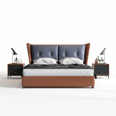 Italienesch Schlofkummer Better Stil Miwwelen Designer Bett + 2 Nuetsdëscher