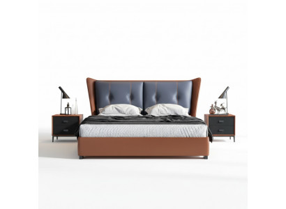 Italienesch Schlofkummer Better Stil Miwwelen Designer Bett + 2 Nuetsdëscher