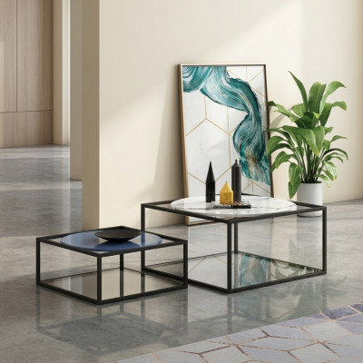 Doppel Set 2x Salontisch Beistelltisch Kaffisdësch Design Wunnzëmmerdësch
