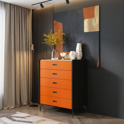 Italienesch Stil Miwwel Héich Kommode Schaf Designer Schränner Orange
