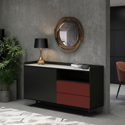 Italienesch Designer Kommod Stil Miwwelen Héich Schaf Schief Oranj.
