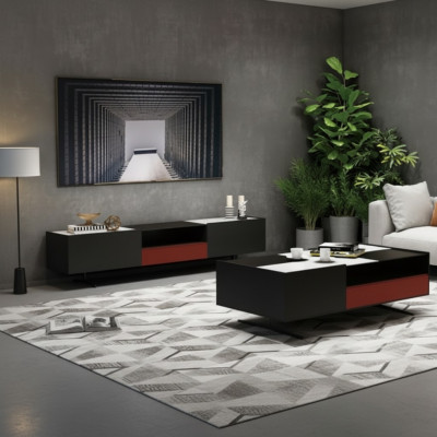 Italienesch Designer Miwwelen 3-Deel Set Kommode + Couchtisch + RTV