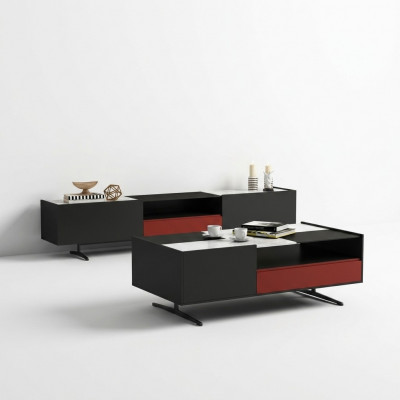 Italienesch Designer Miwwelen 3-Deel Set Kommode + Couchtisch + RTV
