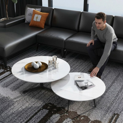 Ronnen Set 2x Couchtisch Kaffisdësch Bäizësch Deko Designer Wunnzëmmer