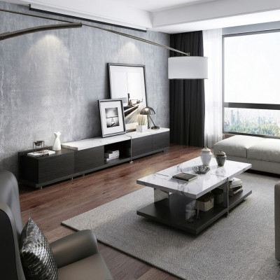 Marmorsofa Dësch Kaffisdësch Bäidëscht Design Dësch Wunnzëmmertësch