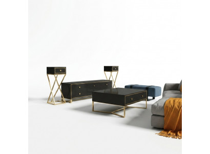 Italienesch Designer Miwwelen 2-deelig Set Kommode + Dësch an Héichglanz